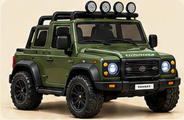 Green Land Rover Defender ride-on vehicle