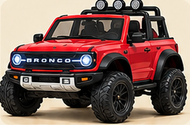 Red Ford Bronco Raptor ride-on vehicle